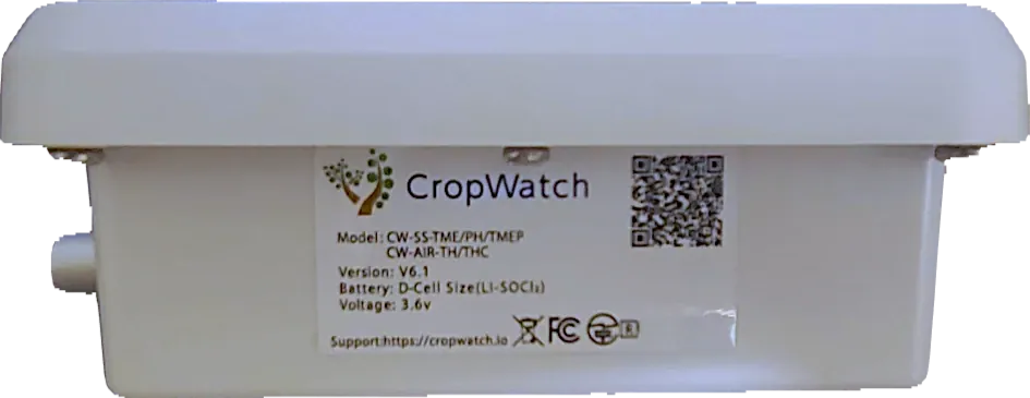 Side view of the CropWatch sensor case showing its rugged sealed enclosure